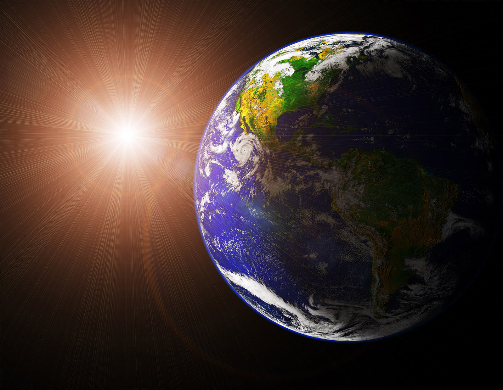 image of earth and sun